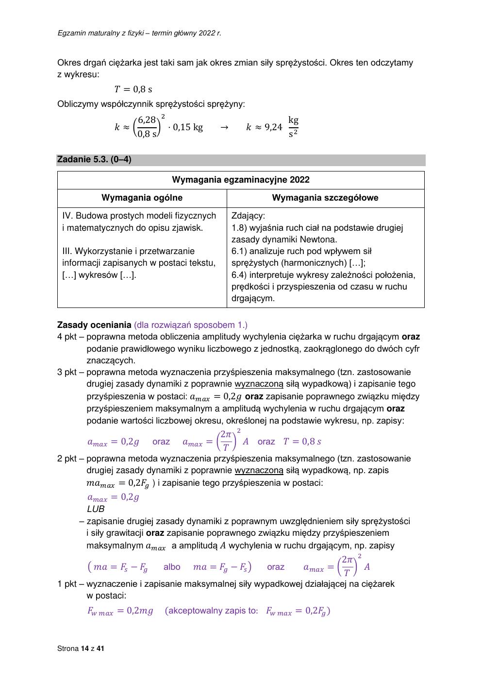 odpowiedzi - fizyka rozszerzony - matura 2022 - maj-14