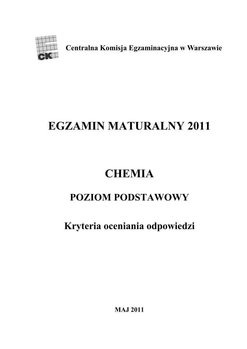 Odpowiedzi - chemia, p. podstawowy, matura 2011-strona-01
