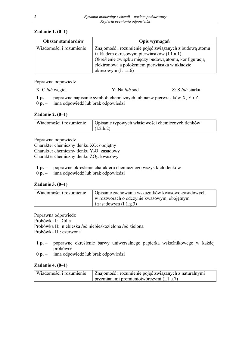 Odpowiedzi - chemia, p. podstawowy, matura 2011-strona-02
