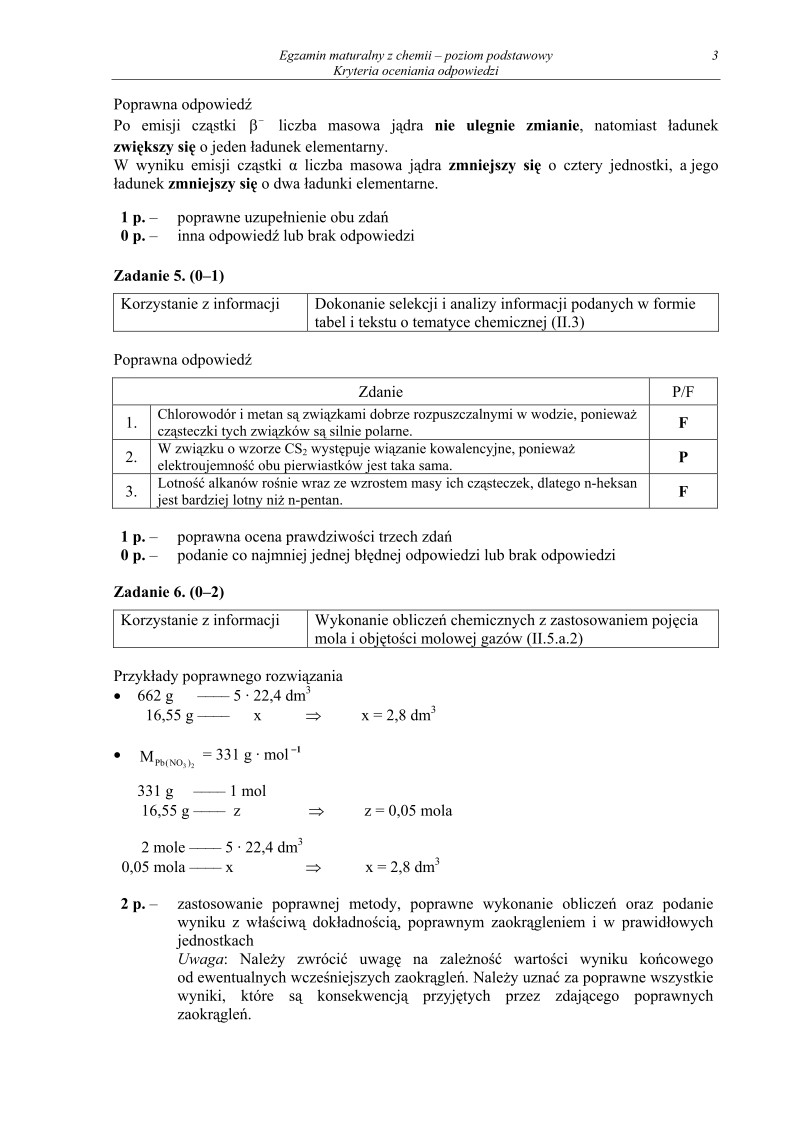 Odpowiedzi - chemia, p. podstawowy, matura 2011-strona-03
