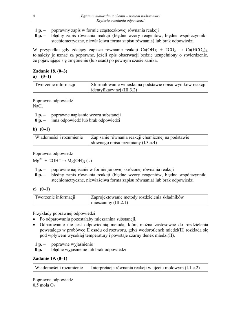 Odpowiedzi - chemia, p. podstawowy, matura 2011-strona-08