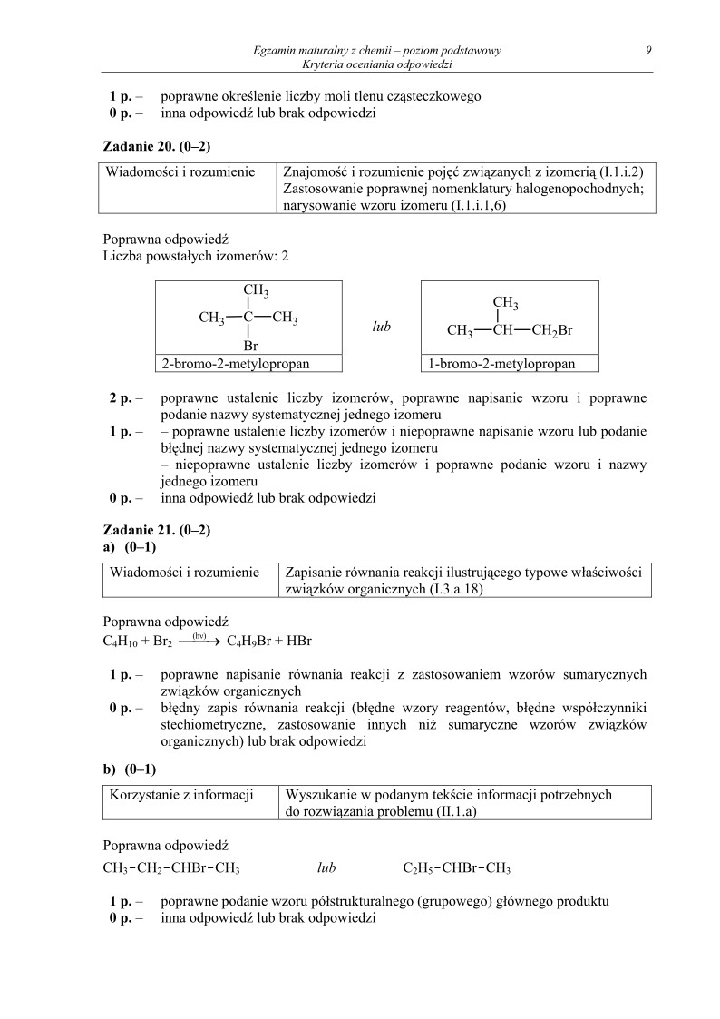 Odpowiedzi - chemia, p. podstawowy, matura 2011-strona-09