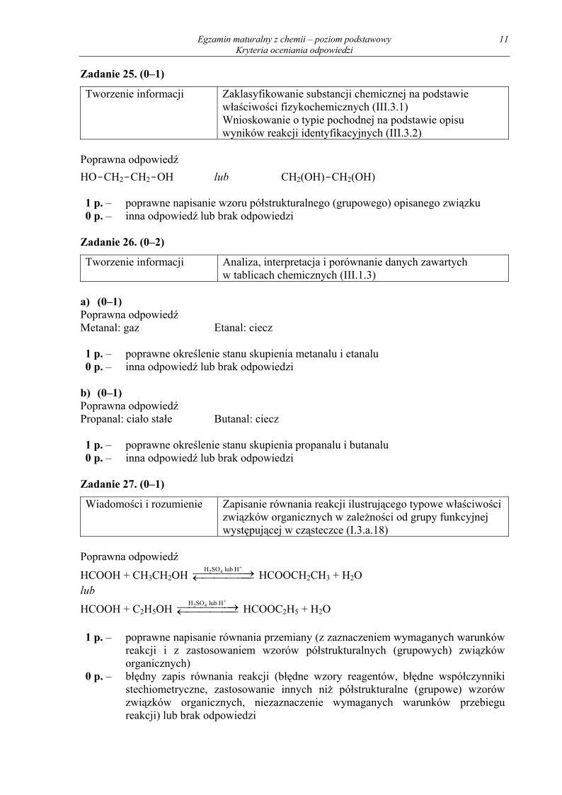 Odpowiedzi - chemia, p. podstawowy, matura 2011-strona-11