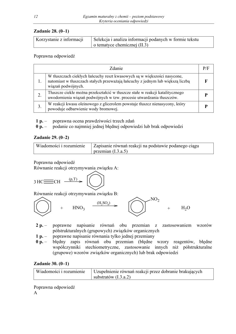 Odpowiedzi - chemia, p. podstawowy, matura 2011-strona-12