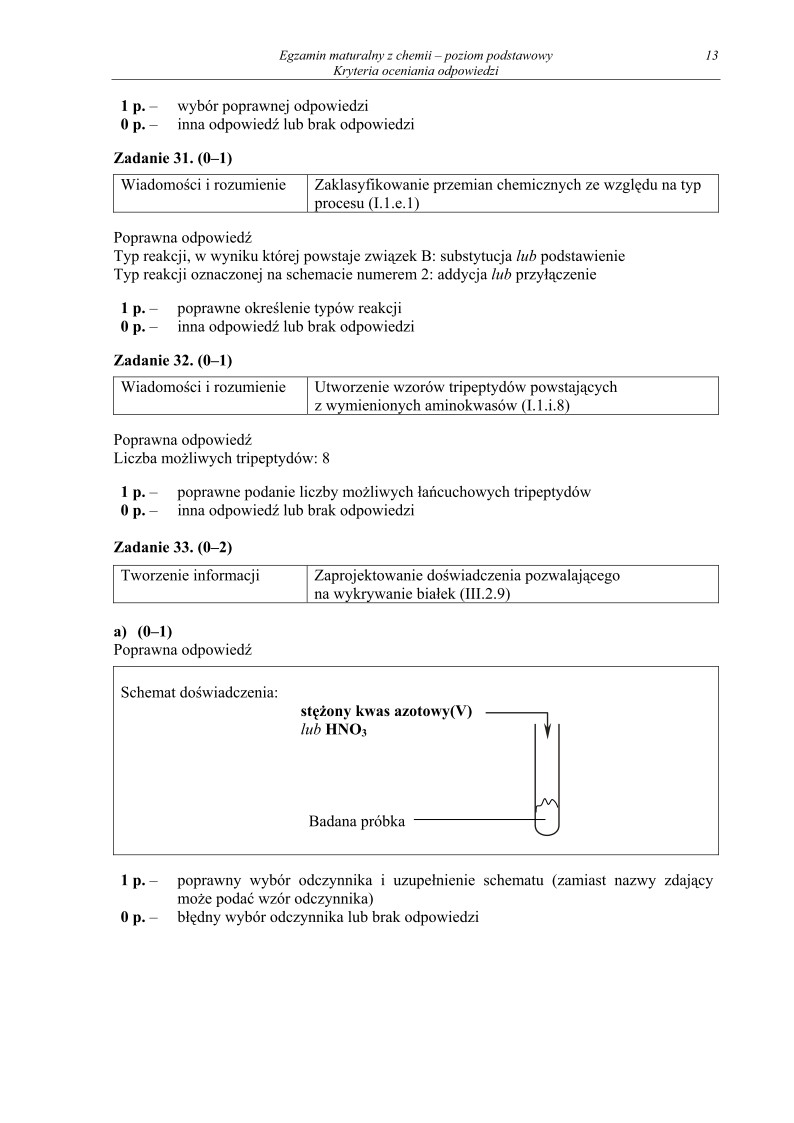 Odpowiedzi - chemia, p. podstawowy, matura 2011-strona-13