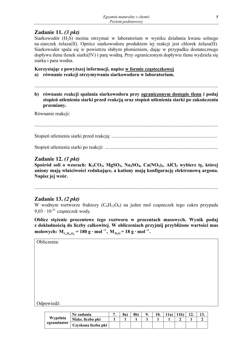 Pytania - chemia, p. podstawowy, matura 2011-strona-05