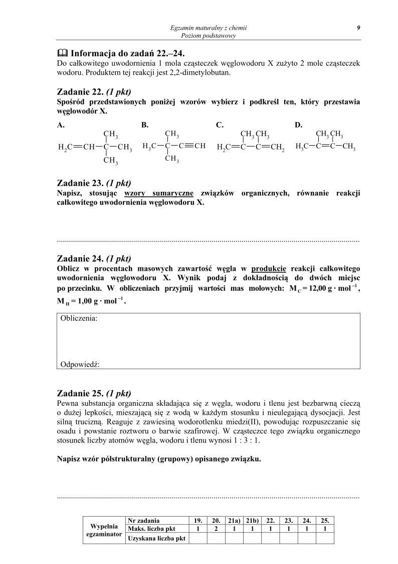 Pytania - chemia, p. podstawowy, matura 2011-strona-09