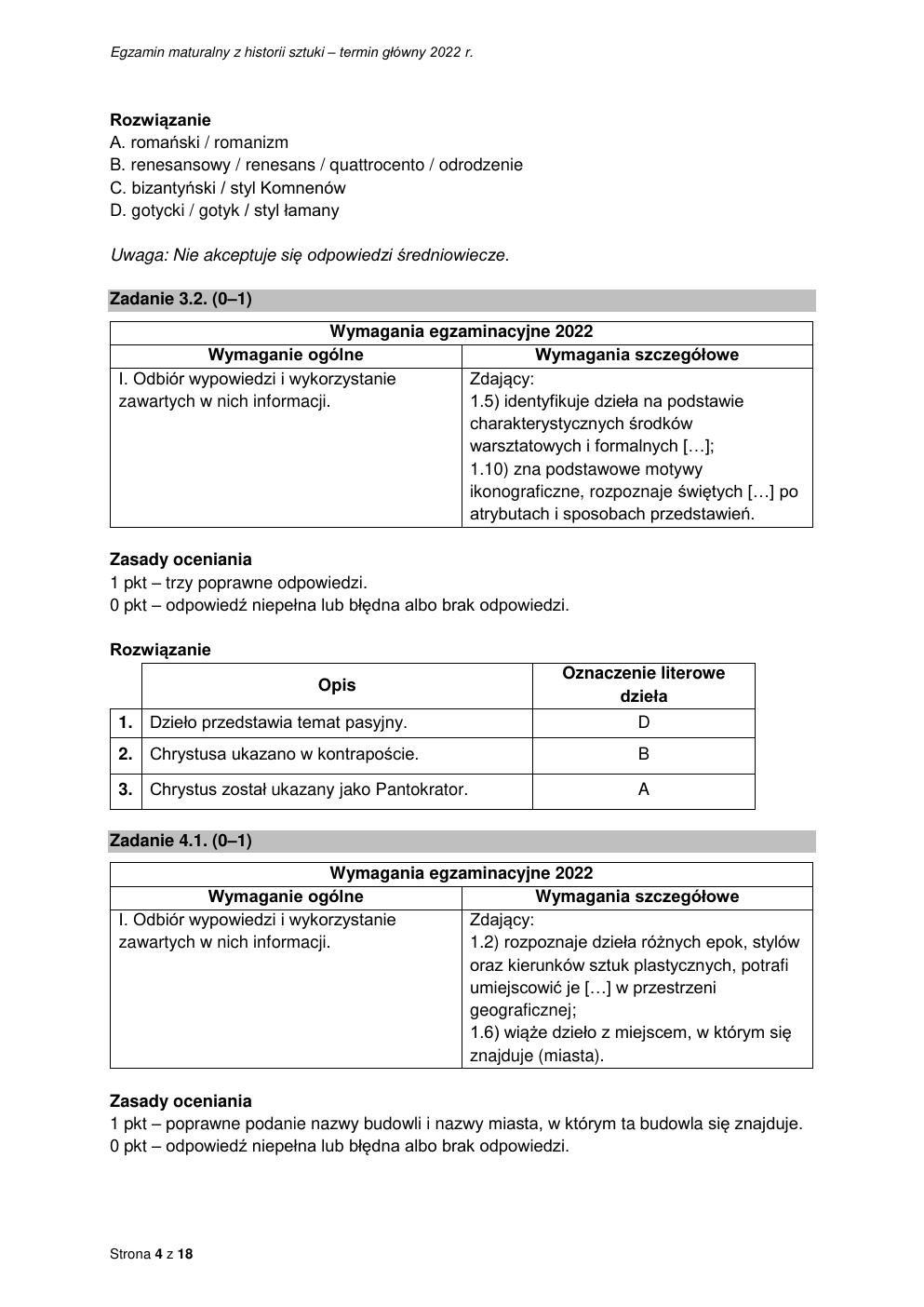 odpowiedzi - historia sztuki rozszerzony - matura 2022 - maj-04