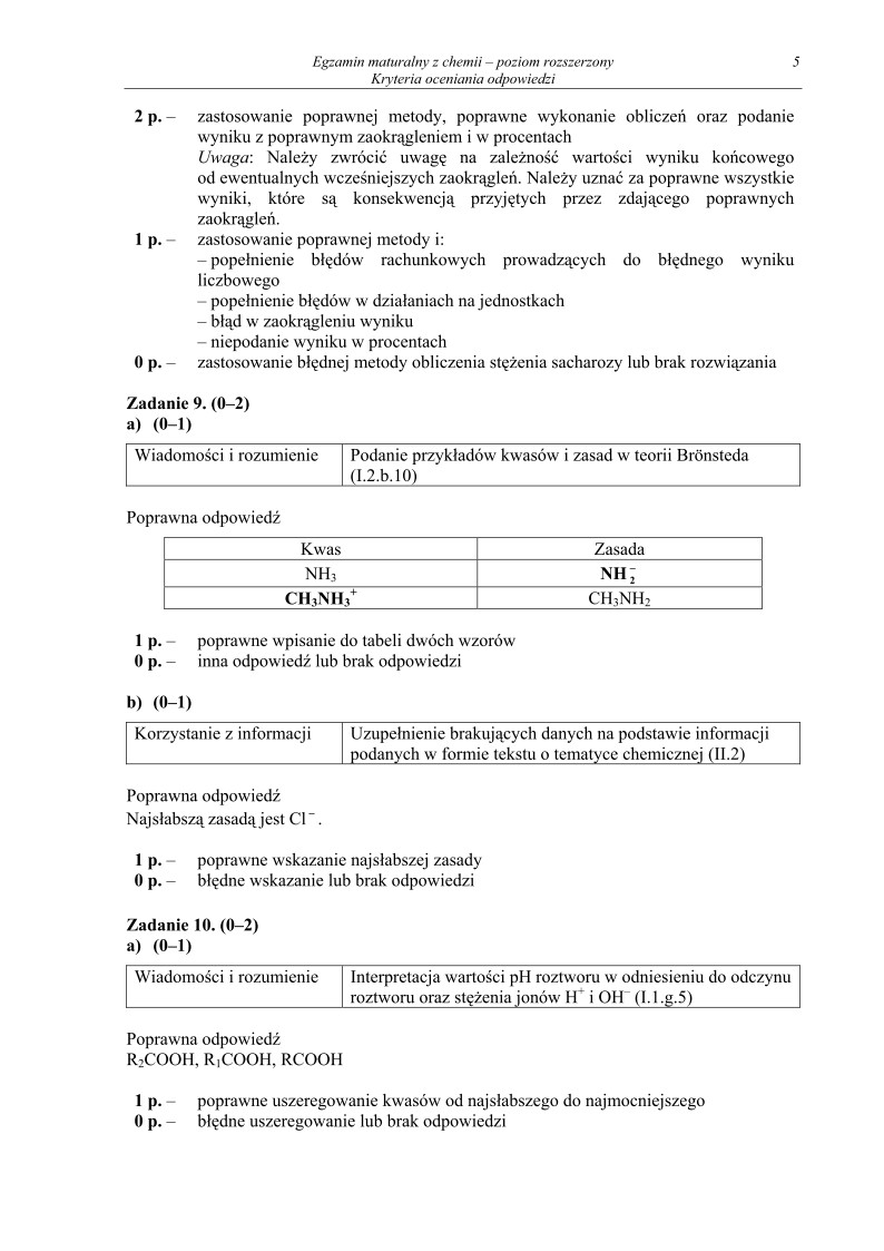 Odpowiedzi - chemia, p. rozszerzony, matura 2011-strona-05