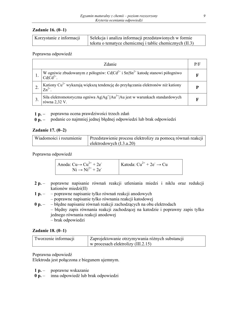 Odpowiedzi - chemia, p. rozszerzony, matura 2011-strona-09