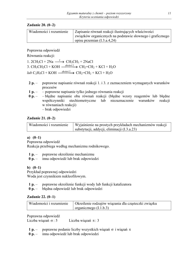 Odpowiedzi - chemia, p. rozszerzony, matura 2011-strona-11