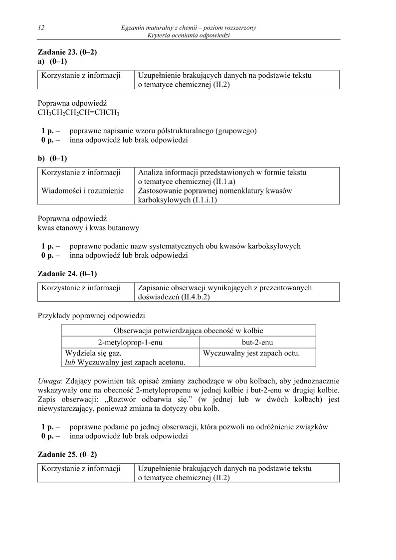 Odpowiedzi - chemia, p. rozszerzony, matura 2011-strona-12