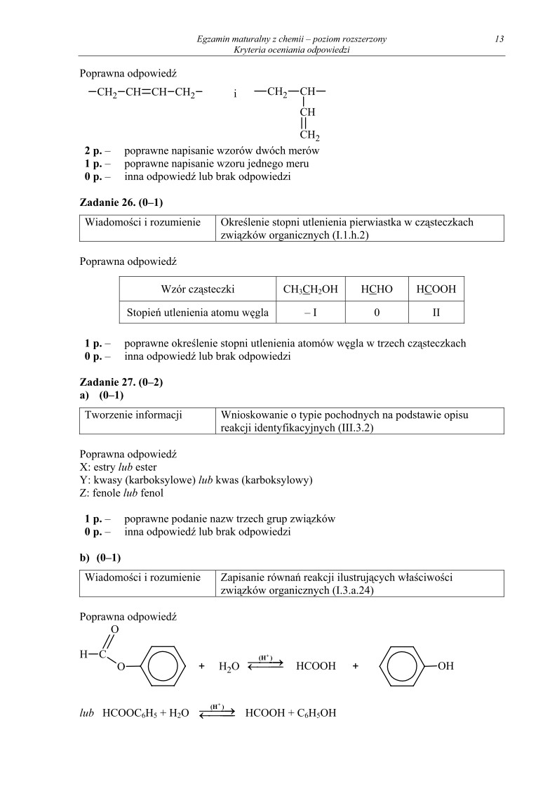 Odpowiedzi - chemia, p. rozszerzony, matura 2011-strona-13