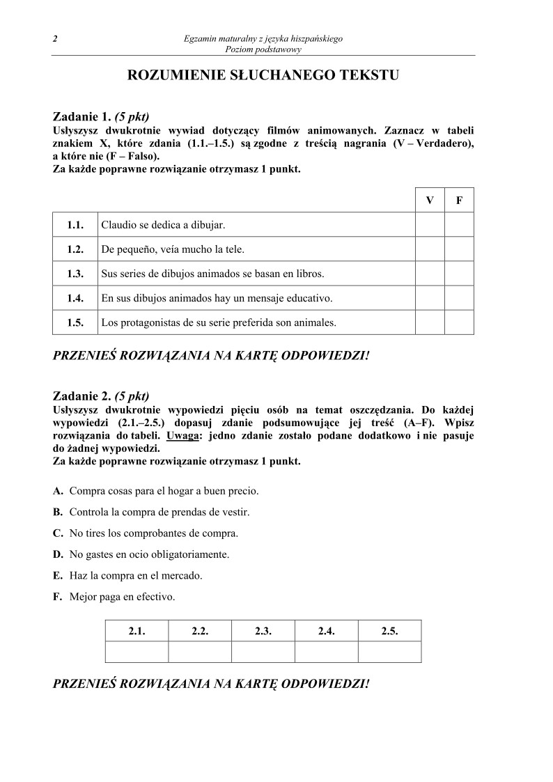 Pytania - jezyk hiszpanski, p. podstawowy, matura 2011-strona-02