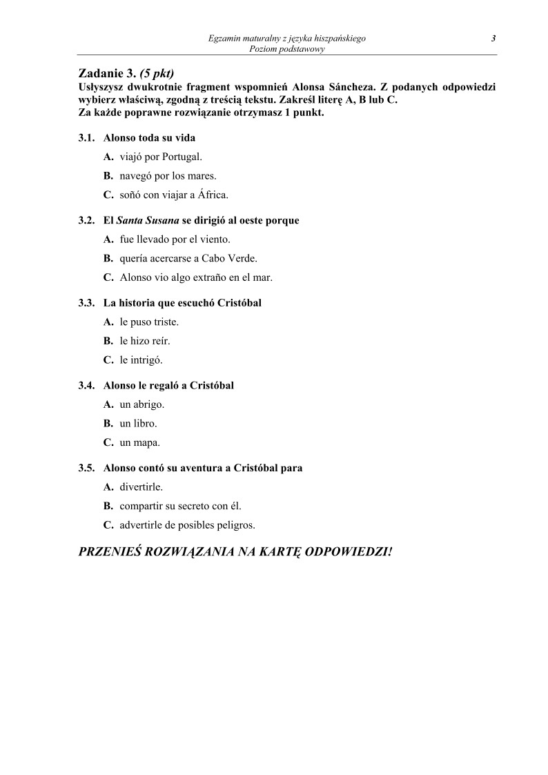 Pytania - jezyk hiszpanski, p. podstawowy, matura 2011-strona-03