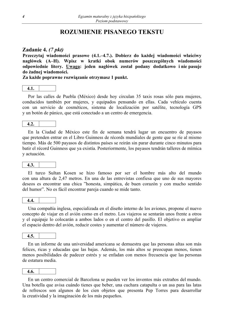 Pytania - jezyk hiszpanski, p. podstawowy, matura 2011-strona-04