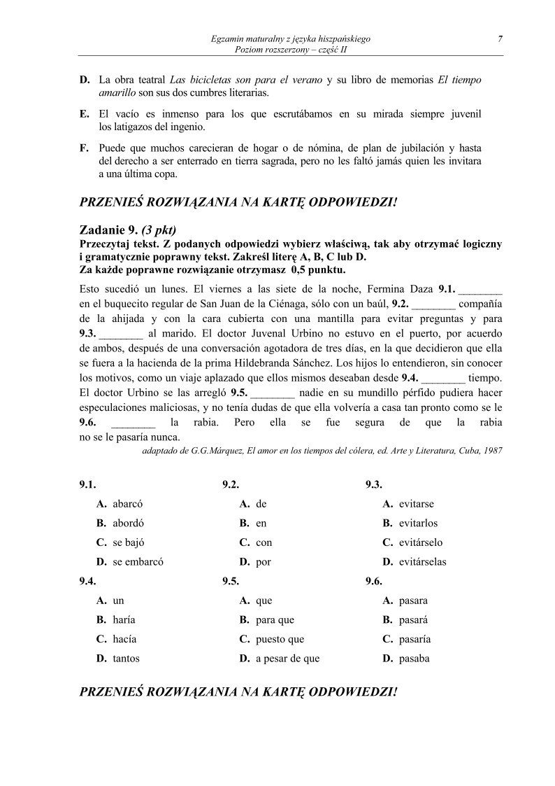 Pytania - jezyk hiszpanski, p. rozszerzony, matura 2011 cz2-strona-07