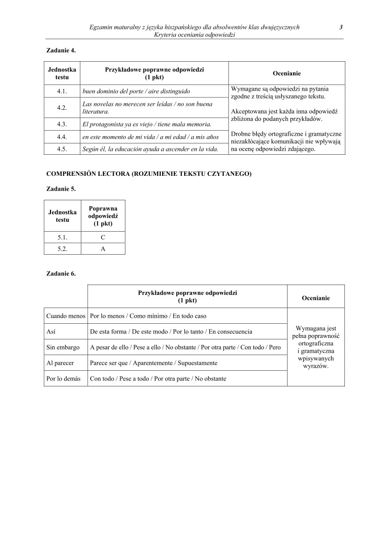 Odpowiedzi- jezyk hiszpanski, w klasach dwujezycznych, matura 2011-strona-03