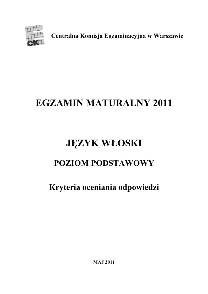 Odpowiedzi - jezyk wloski, p. podstawowy, matura 2011-strona-01