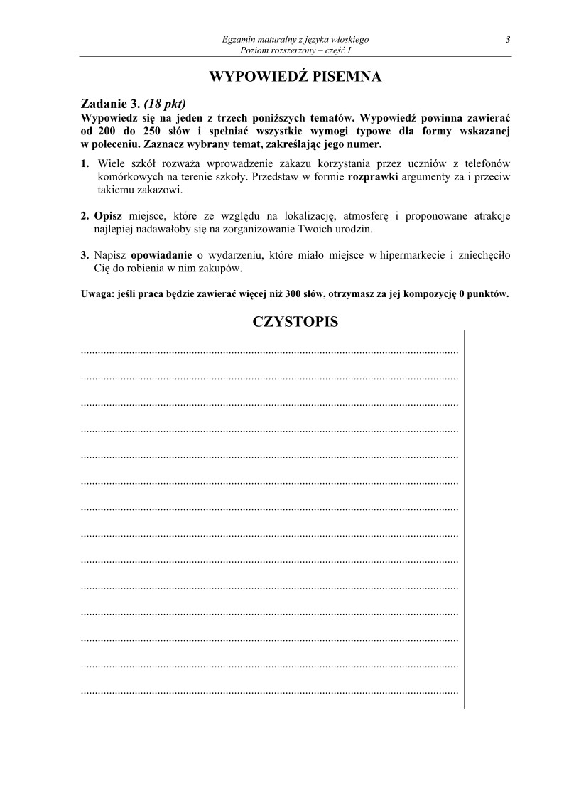 Pytania - jezyk wloski, p. rozszerzony, matura 2011 cz1-strona-03