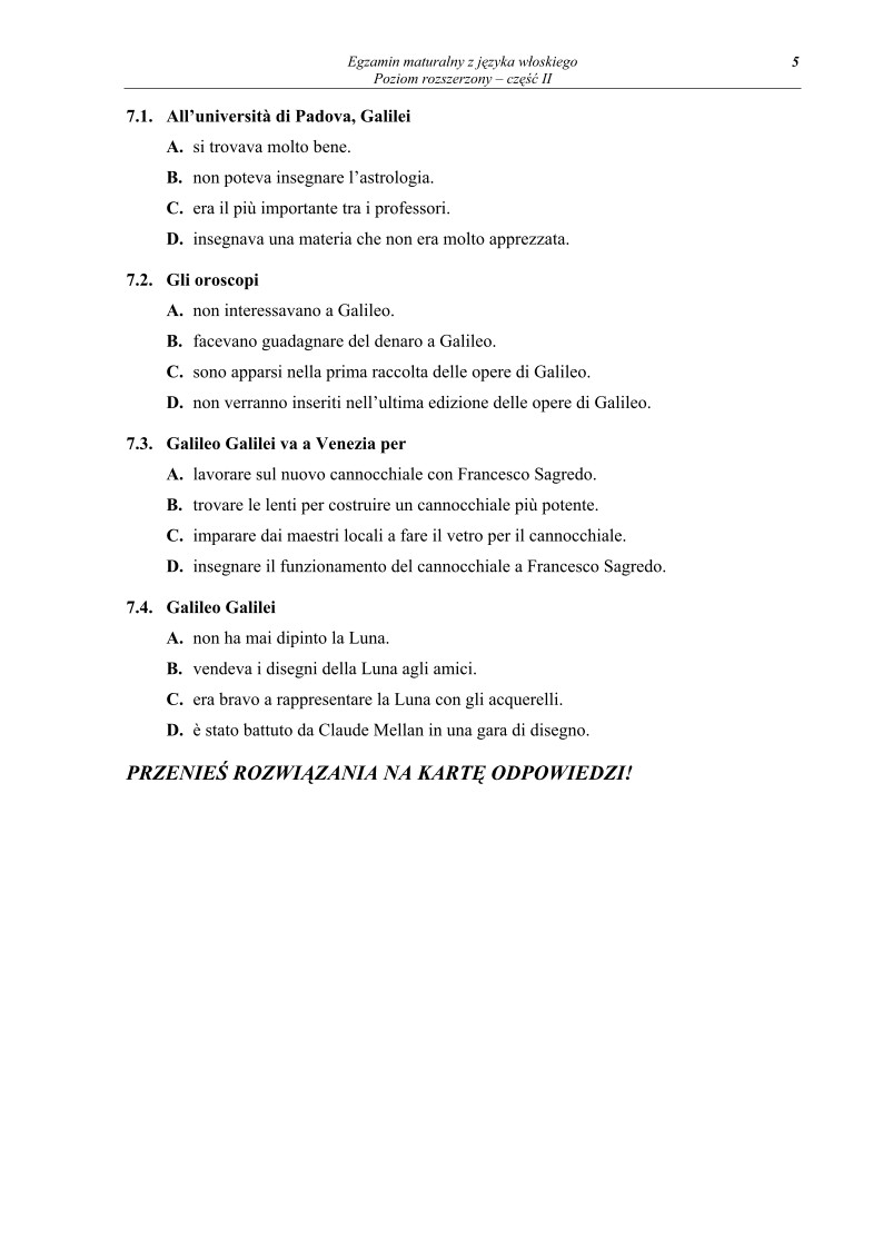 Pytania - jezyk wloski, p. rozszerzony, matura 2011 cz2-strona-05