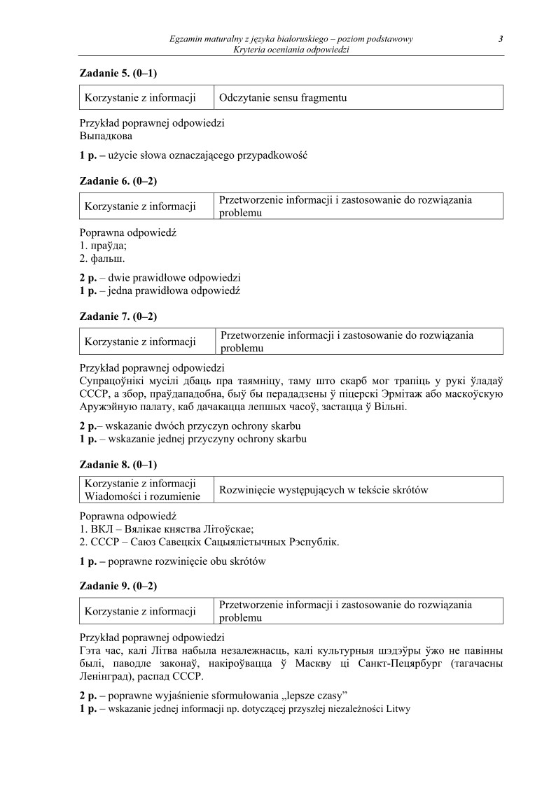 Odpowiedzi - jezyk bialoruski, p. podstawowy, matura 2011-strona-03