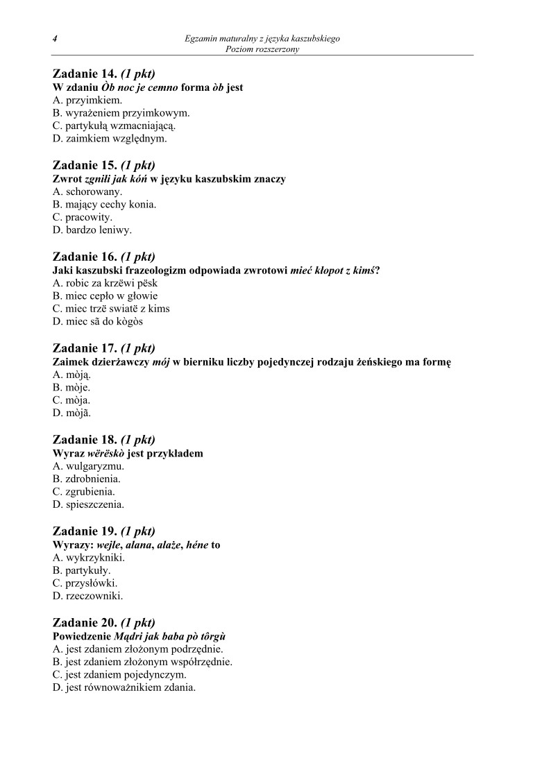 Pytania - jezyk kaszubski, p. rozszerzony, matura 2011-strona-04