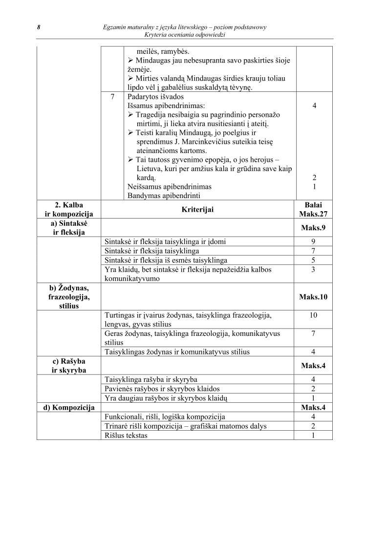 Odpowiedzi - jezyk litewski, p. podstawowy, matura 2011-strona-08