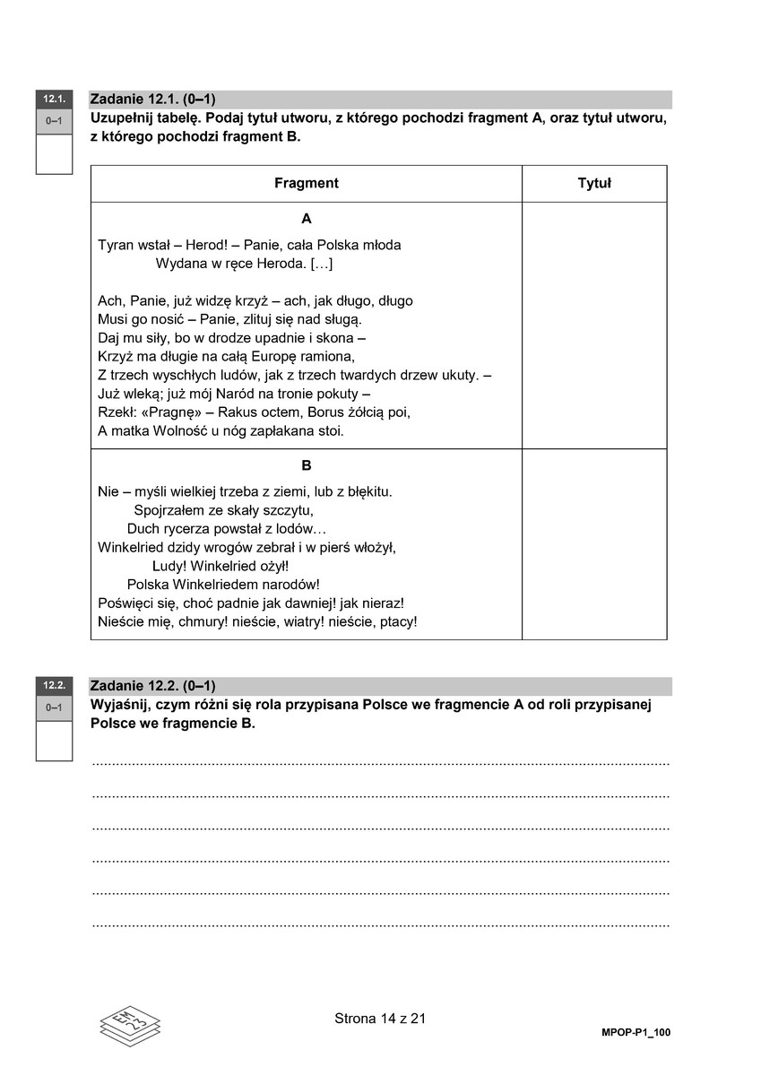 Arkusz 1 – test - język polski podstawowy - matura 2023 - maj - 0014