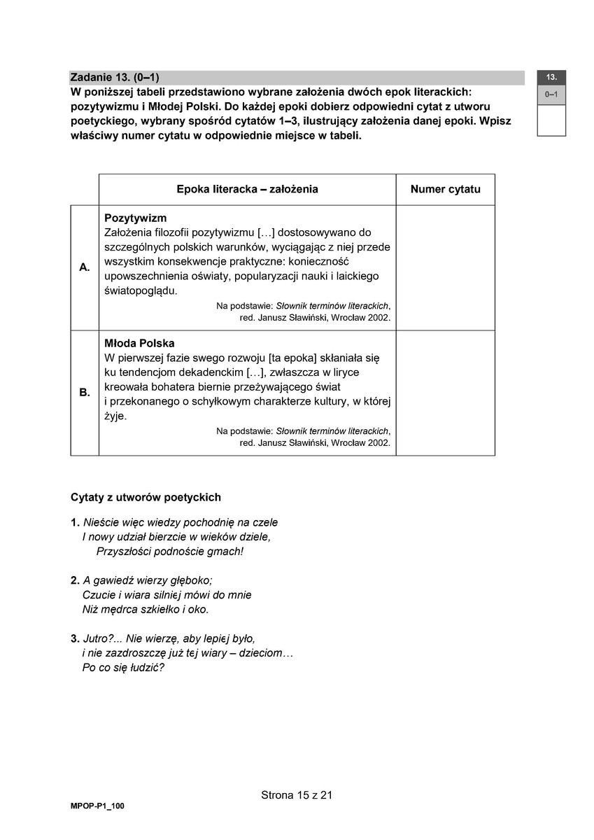 Arkusz 1 – test - język polski podstawowy - matura 2023 - maj - 0015