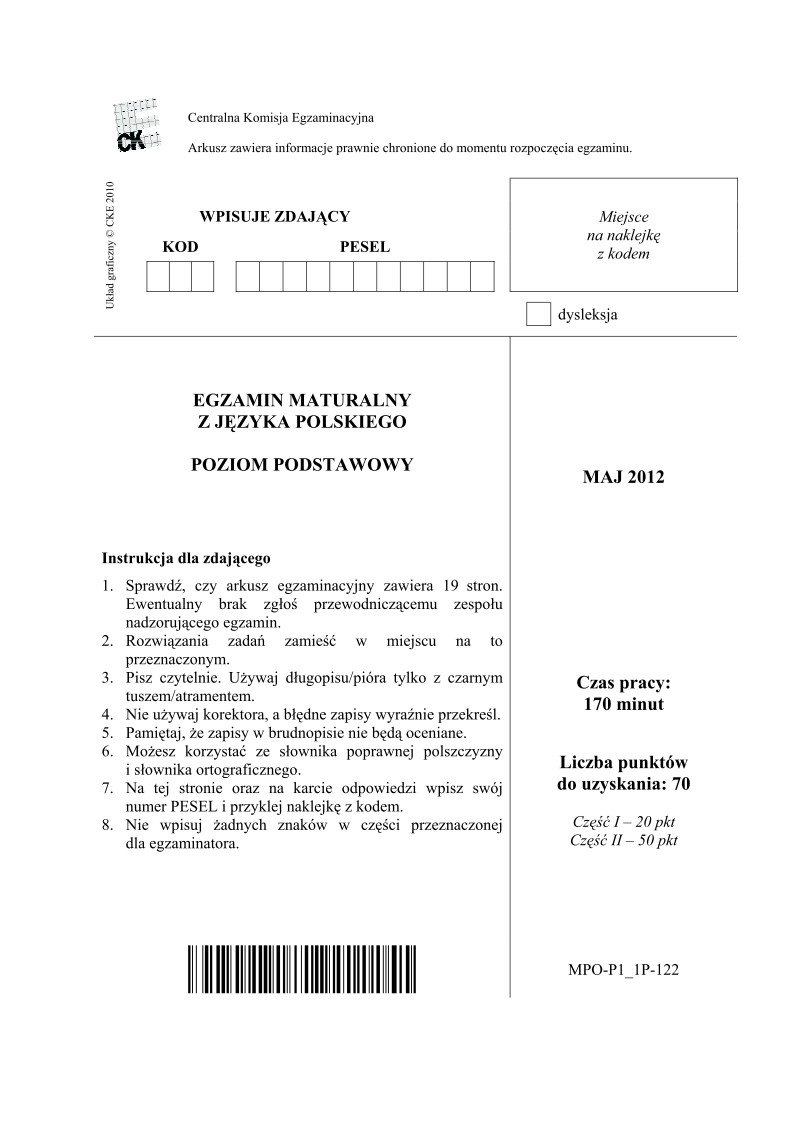 Pytania - jezyk polski, p. podstawowy matura 2012-strona-01