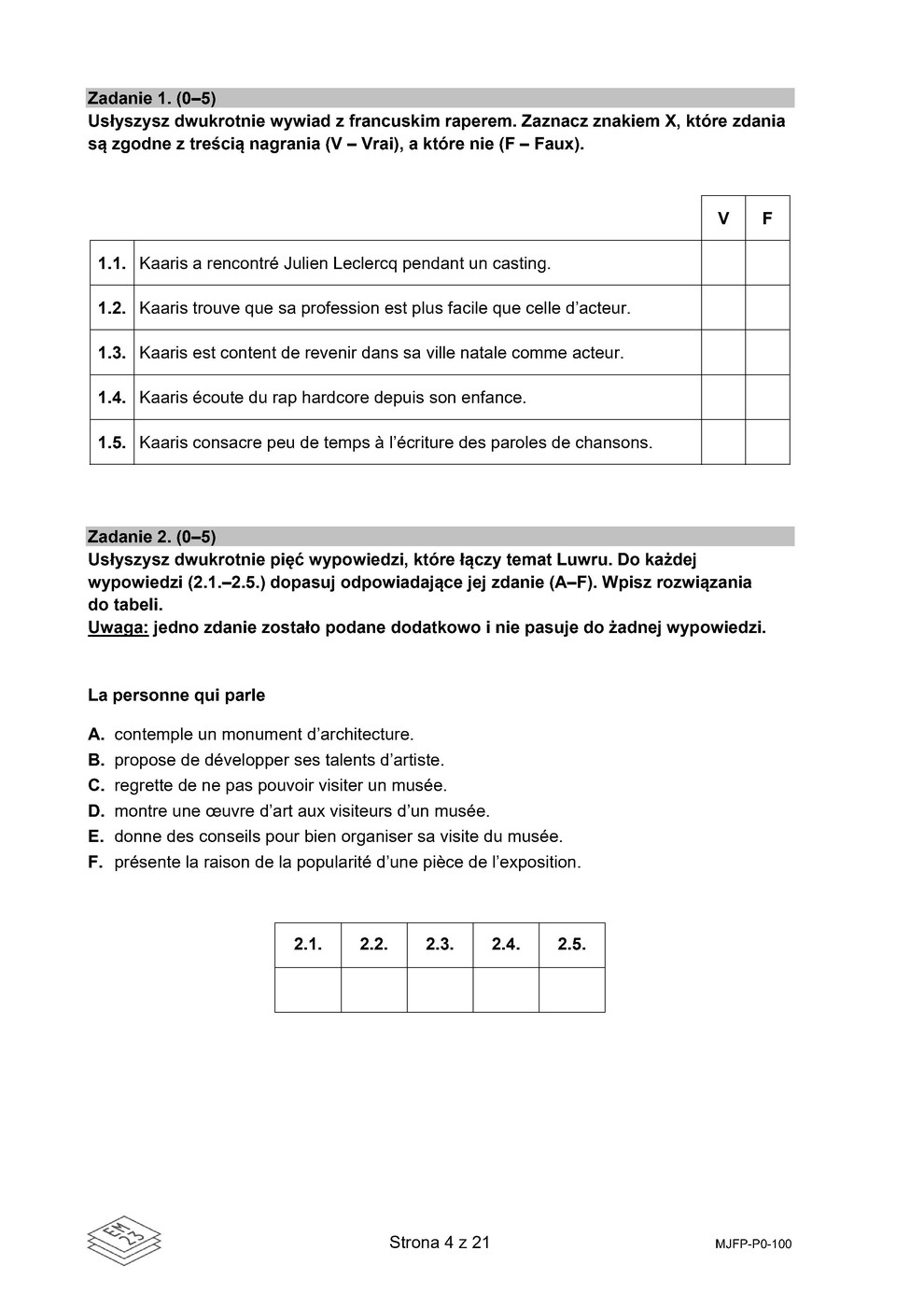 arkusz - francuski podstawowy - matura 2023 - maj - 0004