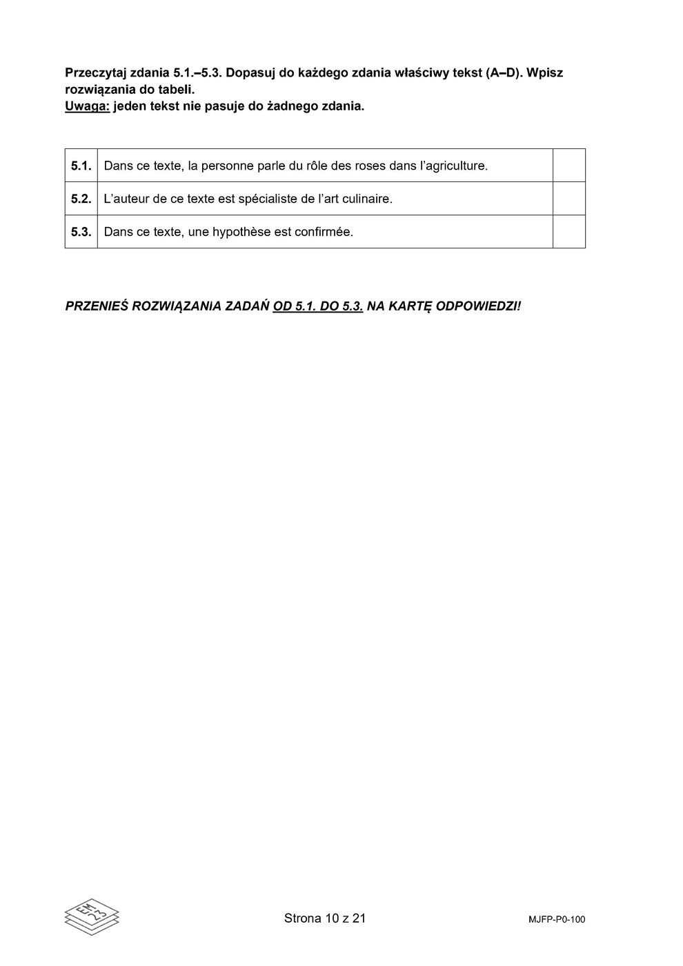 arkusz - francuski podstawowy - matura 2023 - maj - 0010