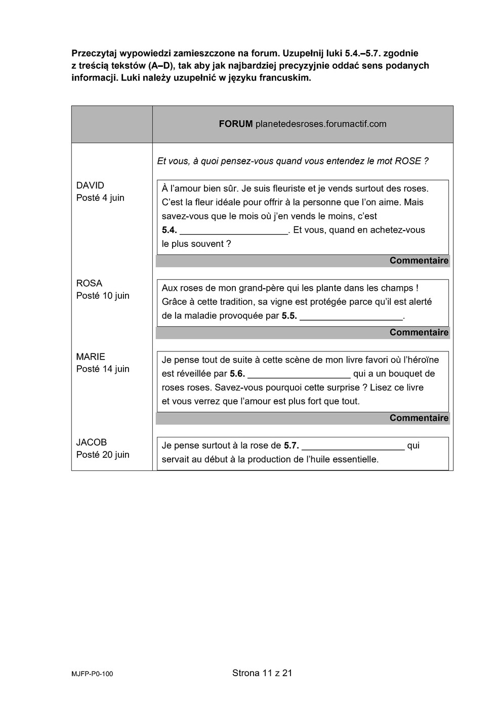 arkusz - francuski podstawowy - matura 2023 - maj - 0011