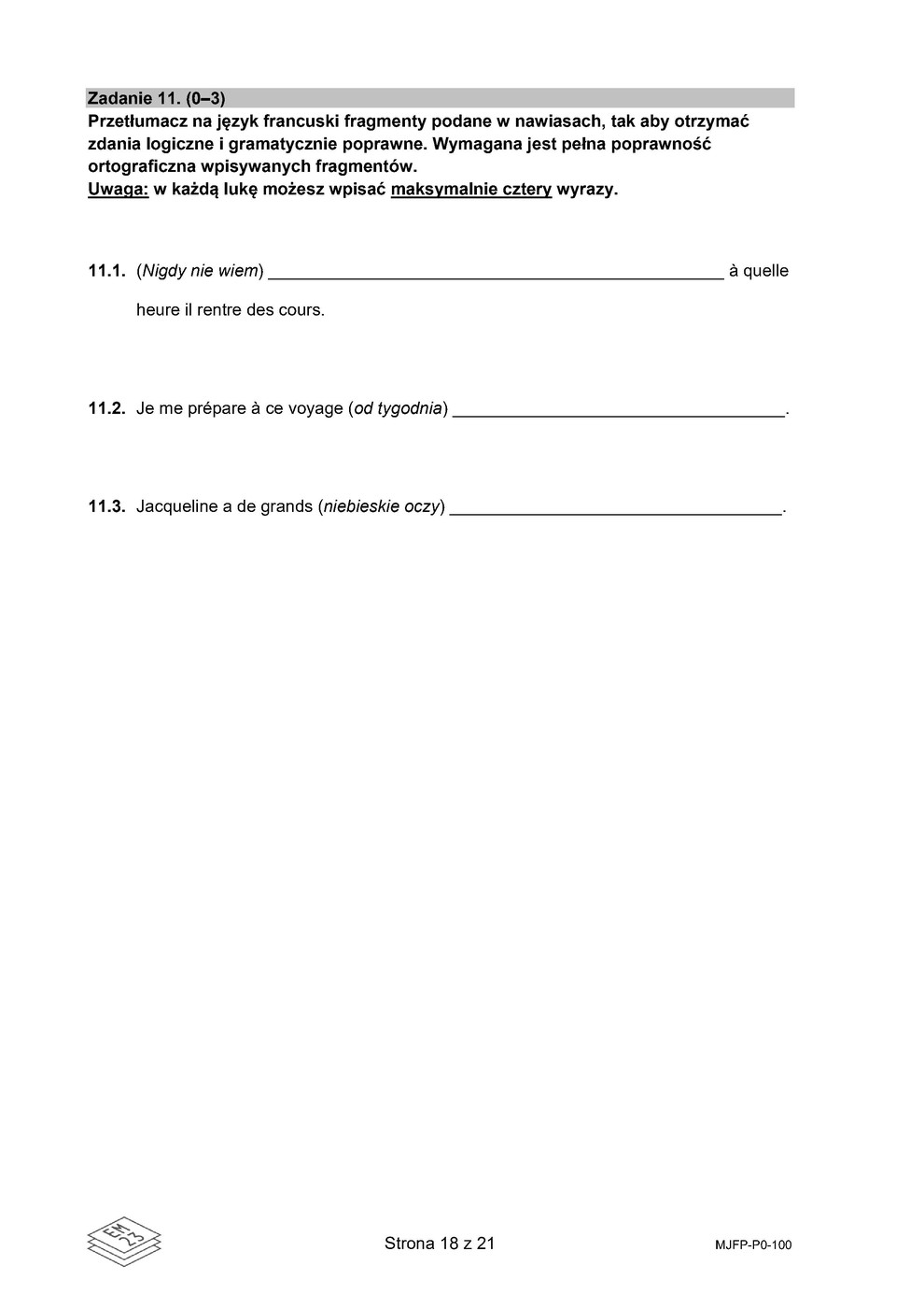 arkusz - francuski podstawowy - matura 2023 - maj - 0018