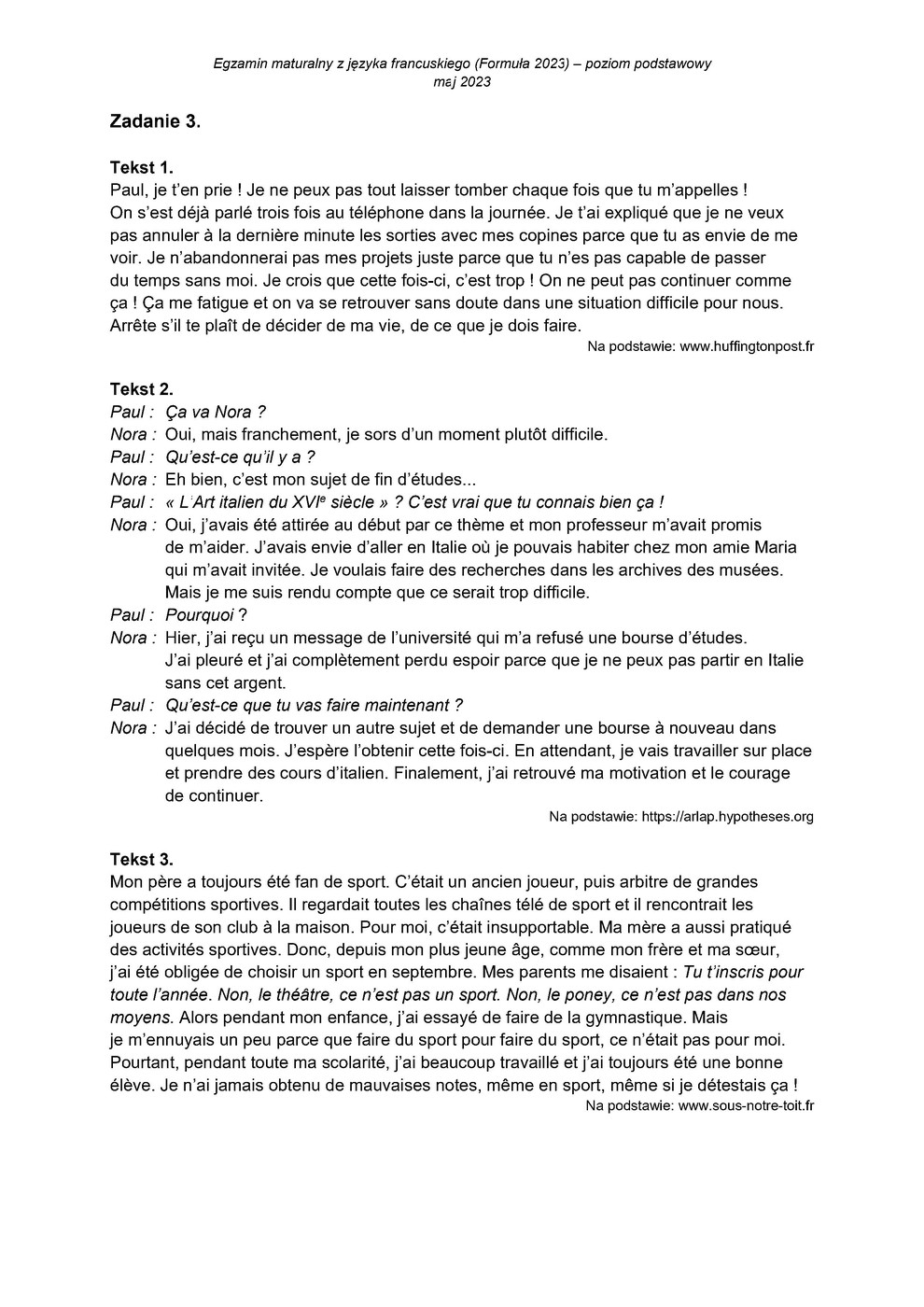 transkrypcja - francuski podstawowy - matura 2023 - maj - 0003