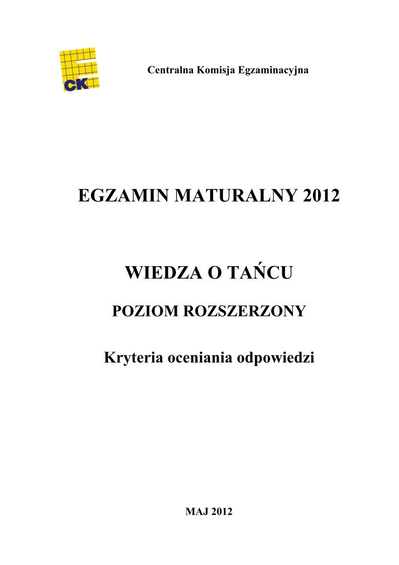 Odpowiedzi - wiedza o tancu, p. rozszerzony, matura 2012-strona-01