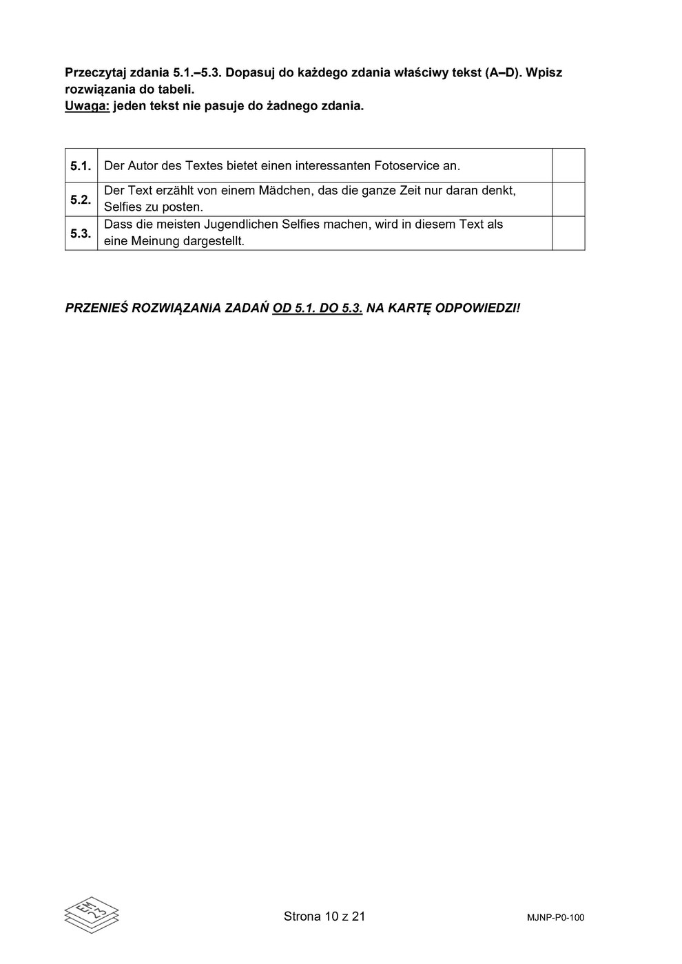 arkusz - niemiecki podstawowy - matura 2023 - maj - 0010