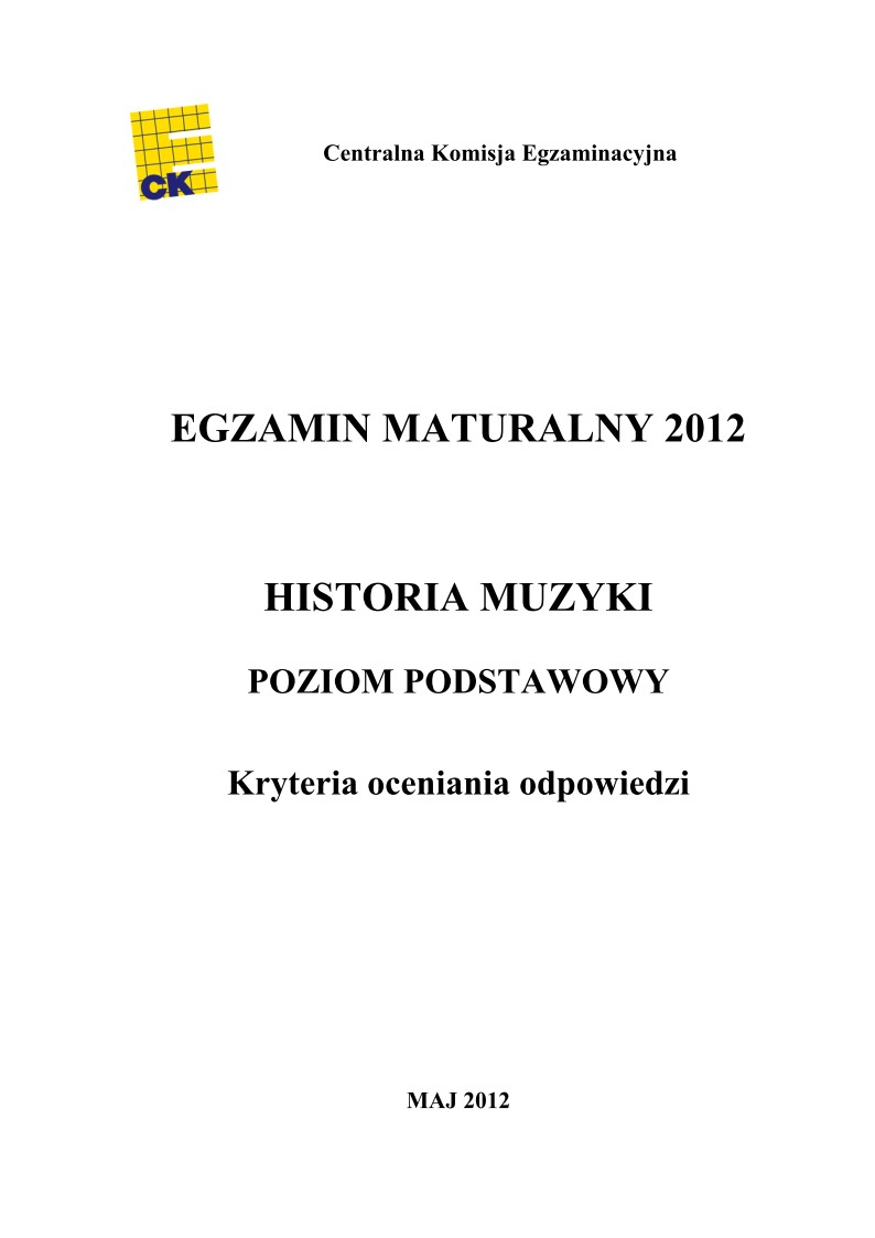 Odpowiedzi - historia muzyki, p. podstawowy, matura 2012-strona-01