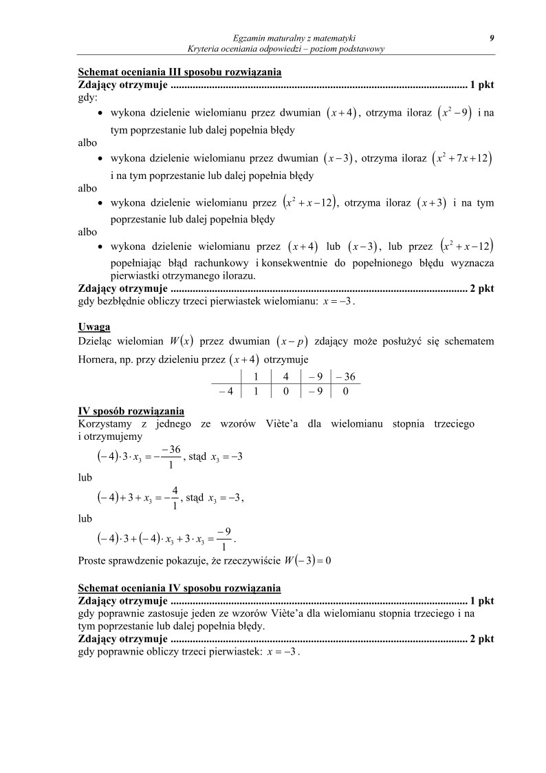 Odpowiedzi - matematyka, p. podstawowy, matura 2012-strona-09