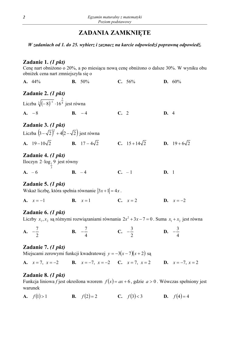 Pytania - matematyka, p. podstawowy, matura 2012-strona-02