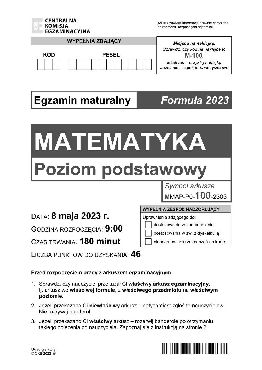 arkusz - matematyka podstawowy - matura 2023 - maj - 0001