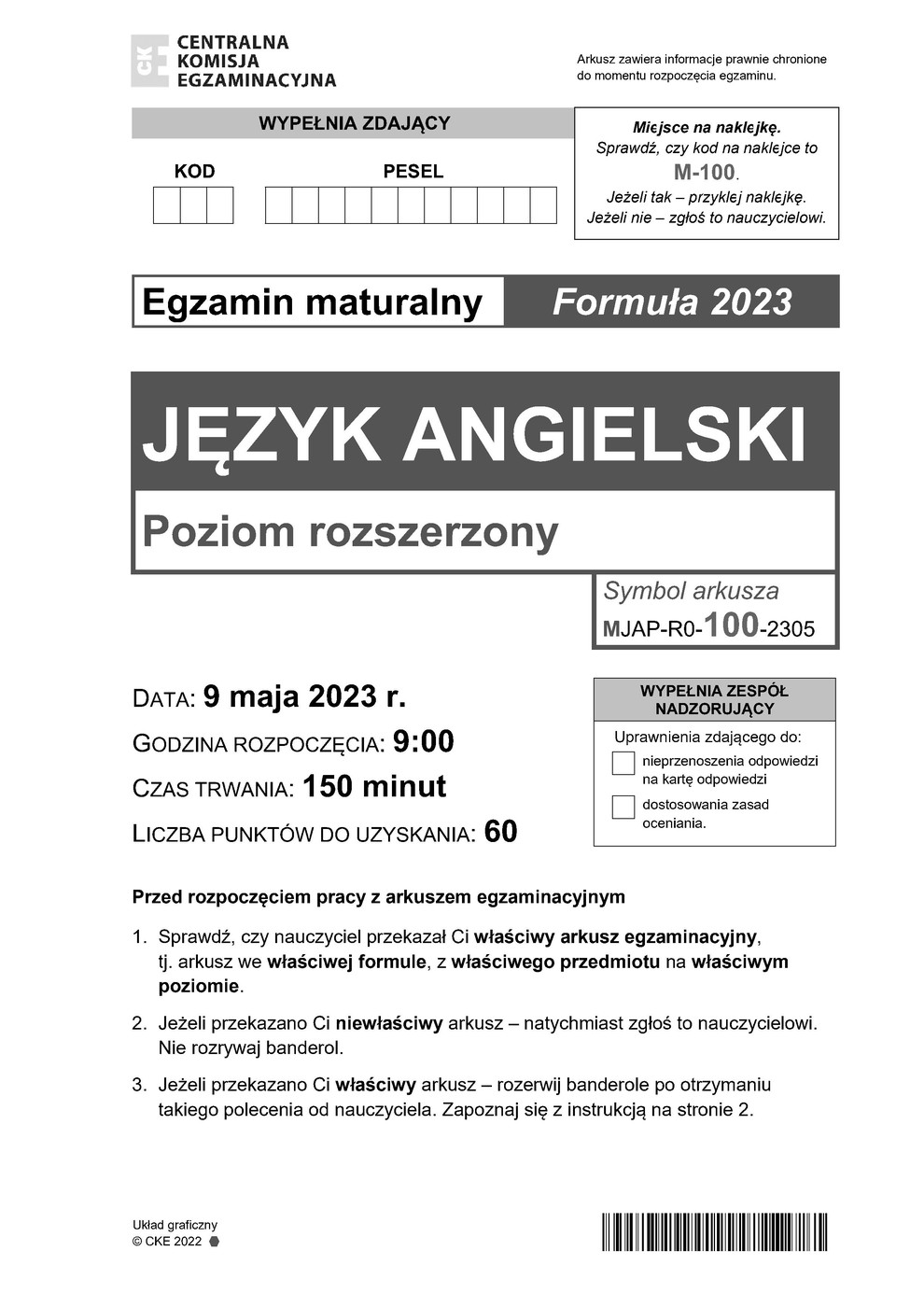 arkusz - angielski rozszerzony - matura 2023 - maj - 0001