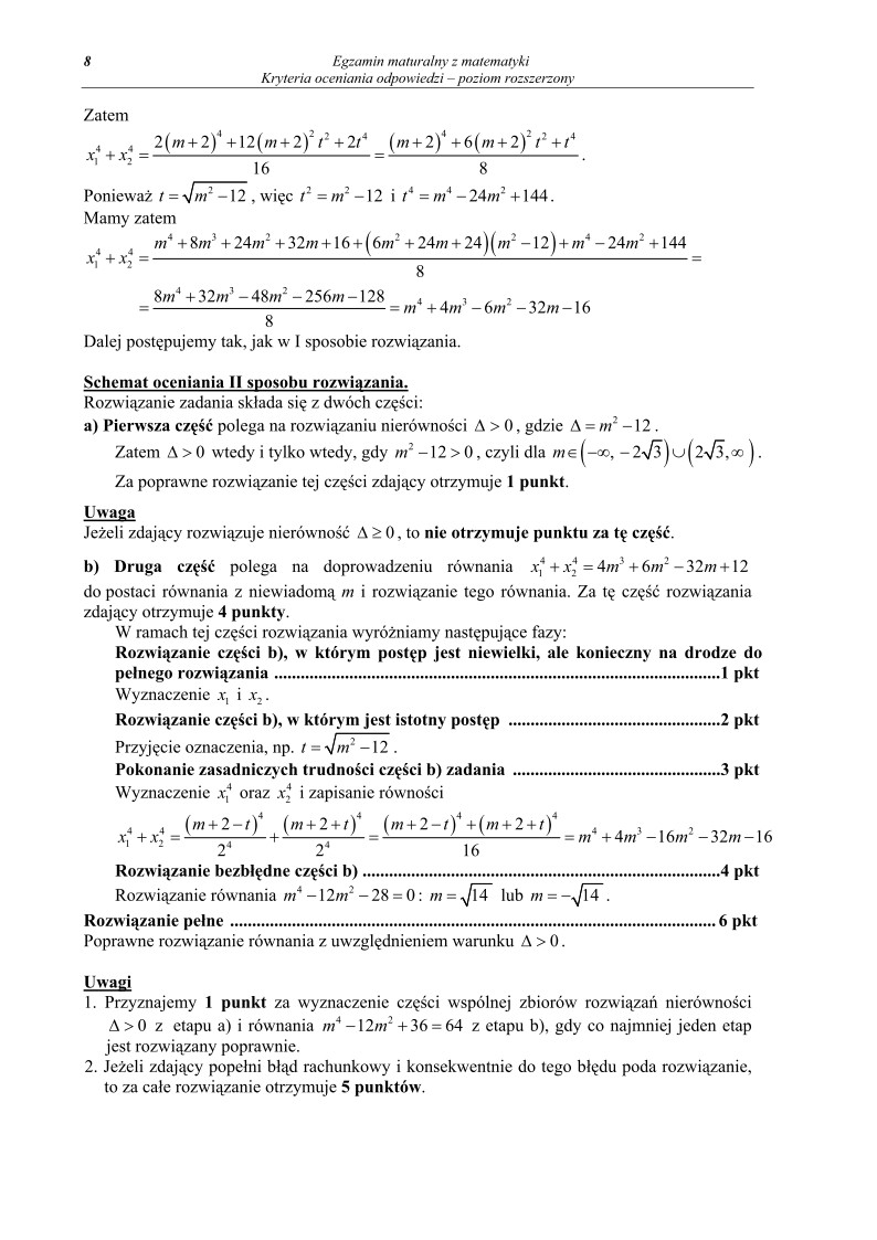 Odpowiedzi - matematyka, p. rozszerzony, matura 2012-strona-08