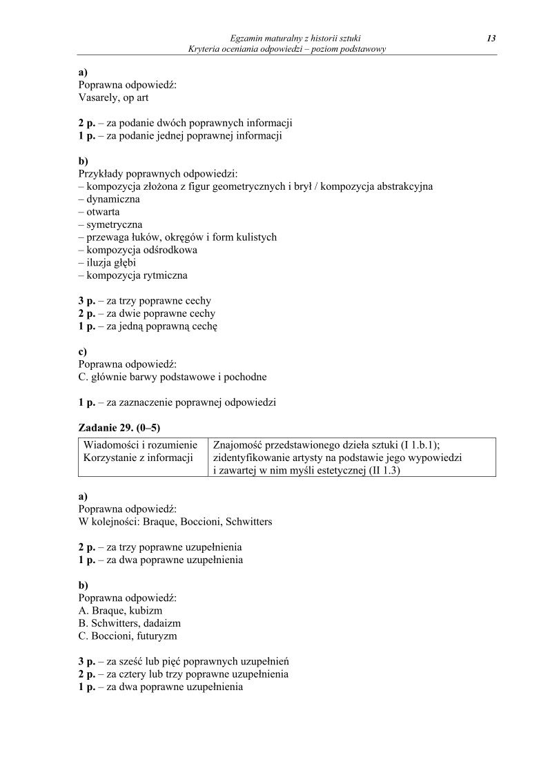 Odpowiedzi - historia sztuki, p. podstawowy, matura 2012-strona-13