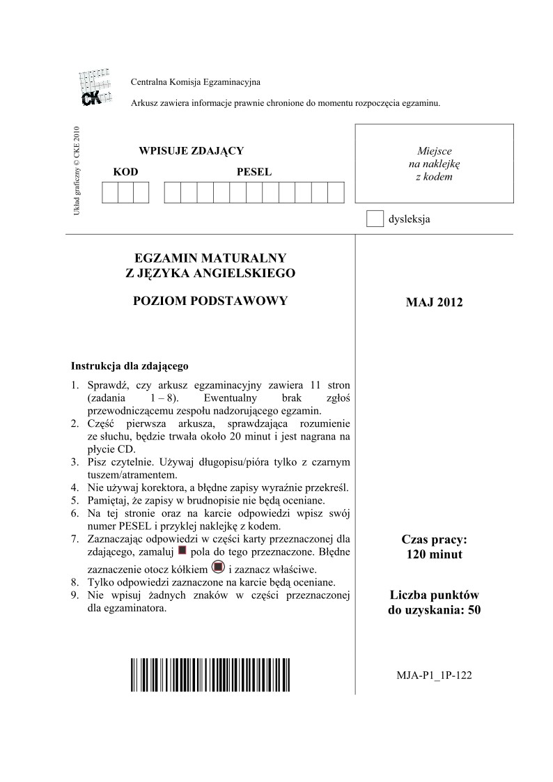 Pytania - angielski,p. podstawowy, matura 2012-strona-01