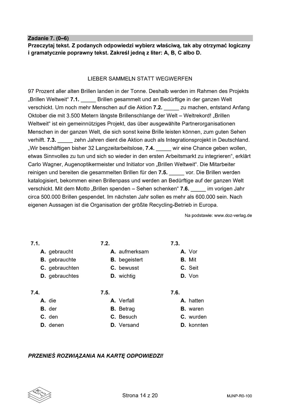 arkusz - niemiecki rozszerzony - matura 2023 - maj - 0014