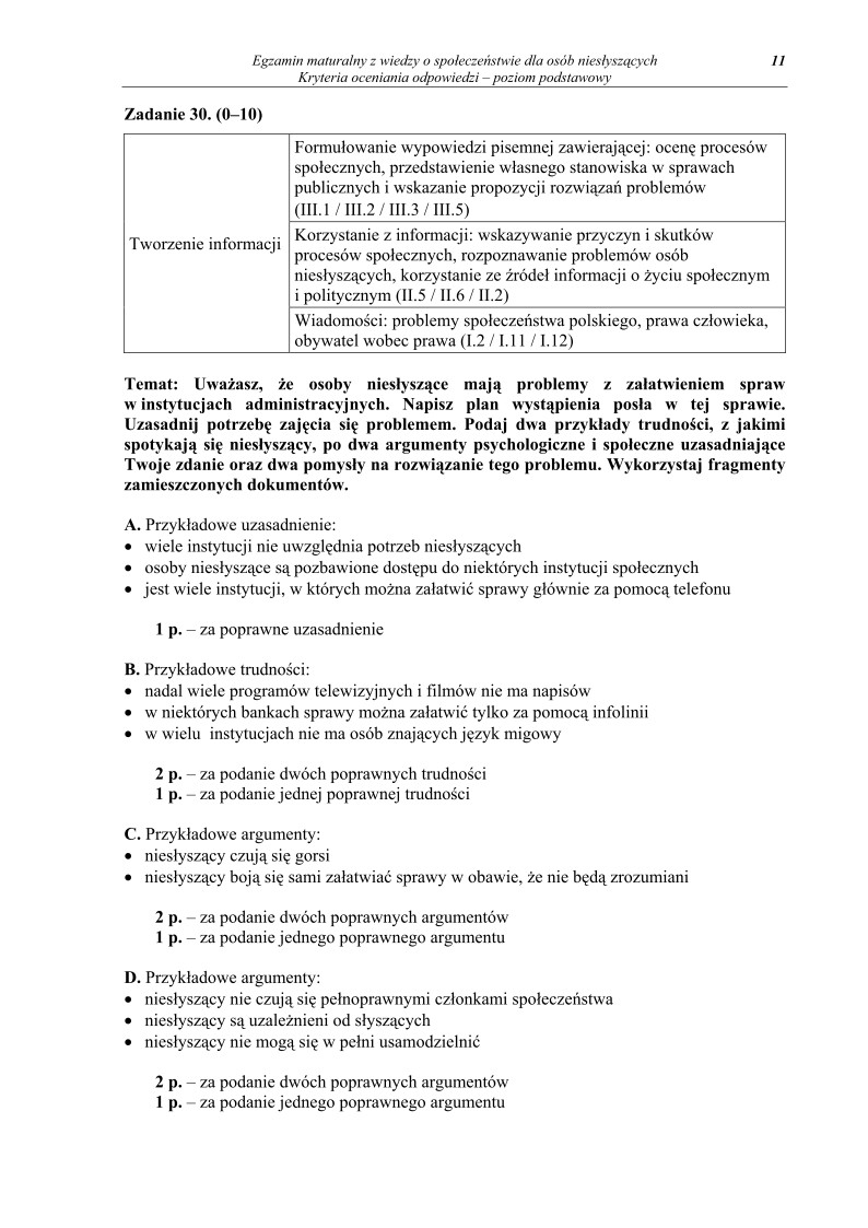 Odpowiedzi - wiedza o spoleczenstwie dla osob nieslyszacych, matura 2012-strona-11