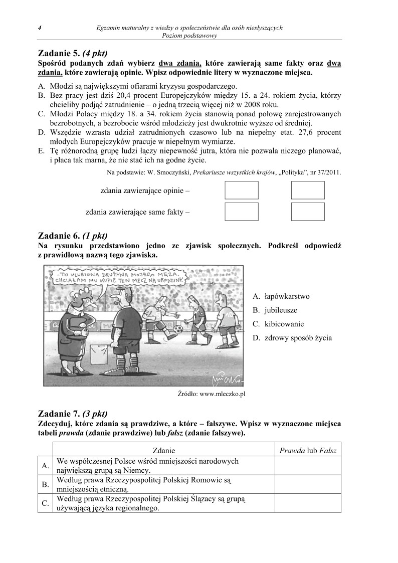 Pytania - wiedza o spoleczenstwie dla osob nieslyszacych, matura 2012-strona-04