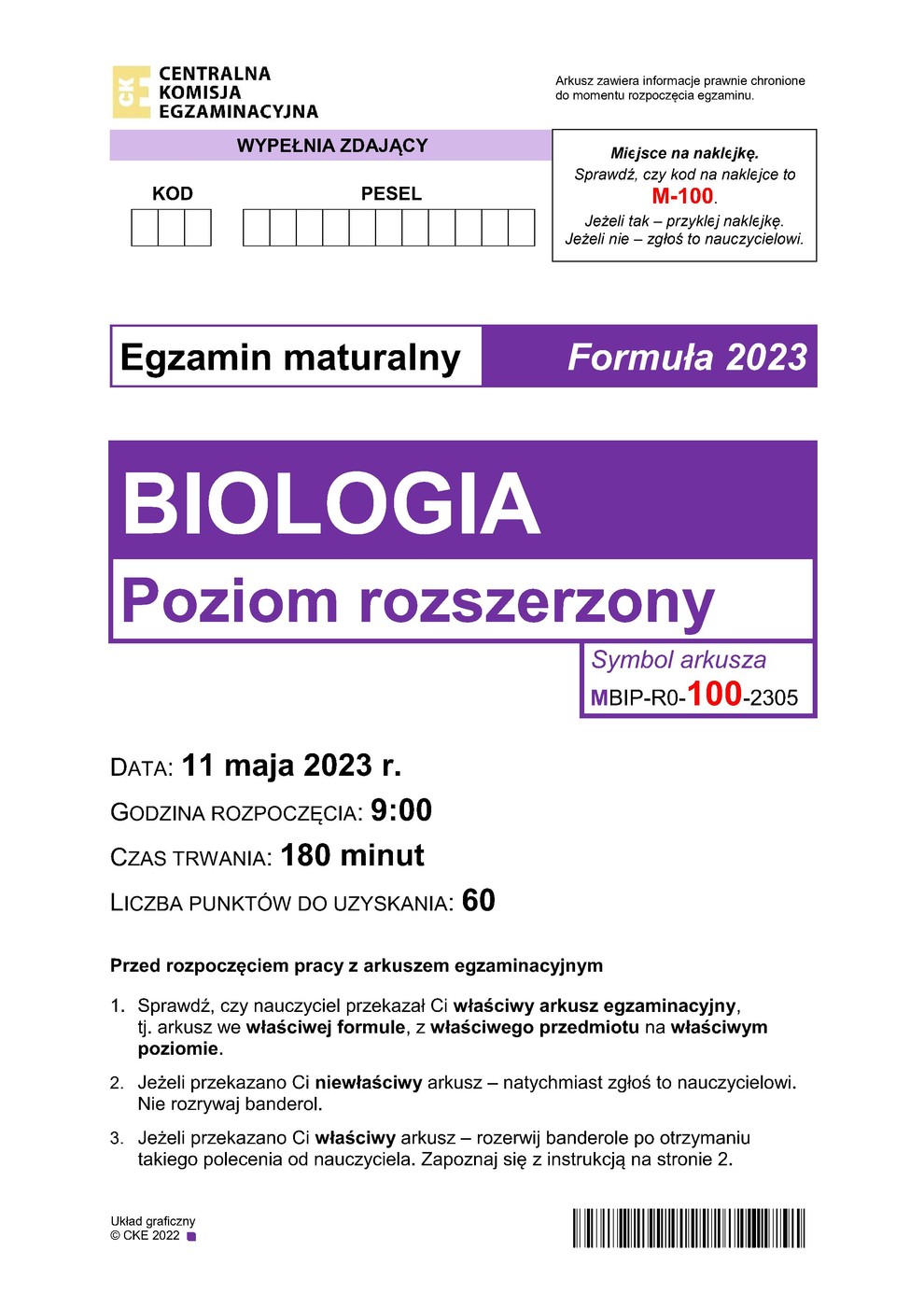 arkusz - biologia - matura 2023 - maj - 0001